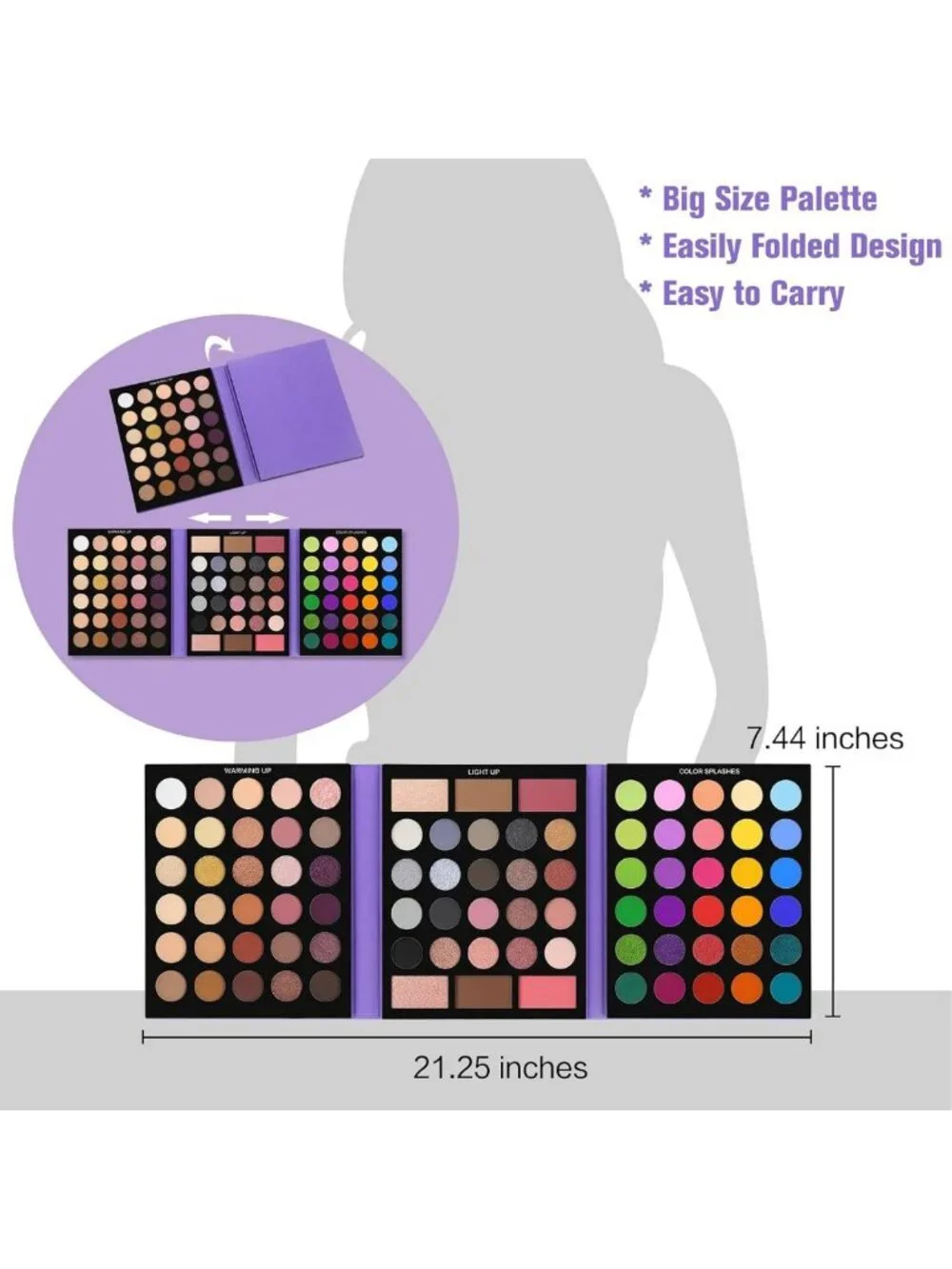 15-Piece Eyeshadow Palette & Brush Set - 86 Pigmented Colors, Matte & Shimmer